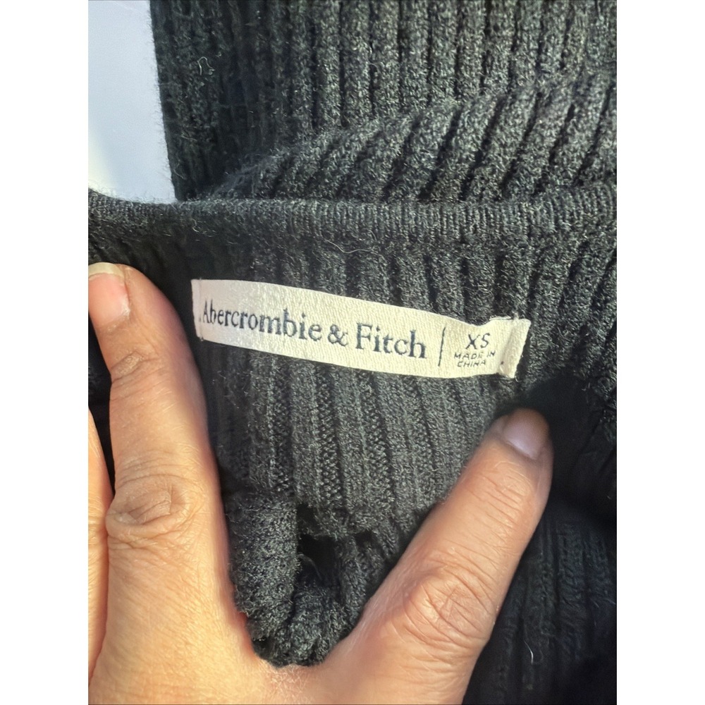 Abercrombie and Fitch Seamless Rib Knit Midi Dress Knee Length Black Sz XS - Picture 3 of 6